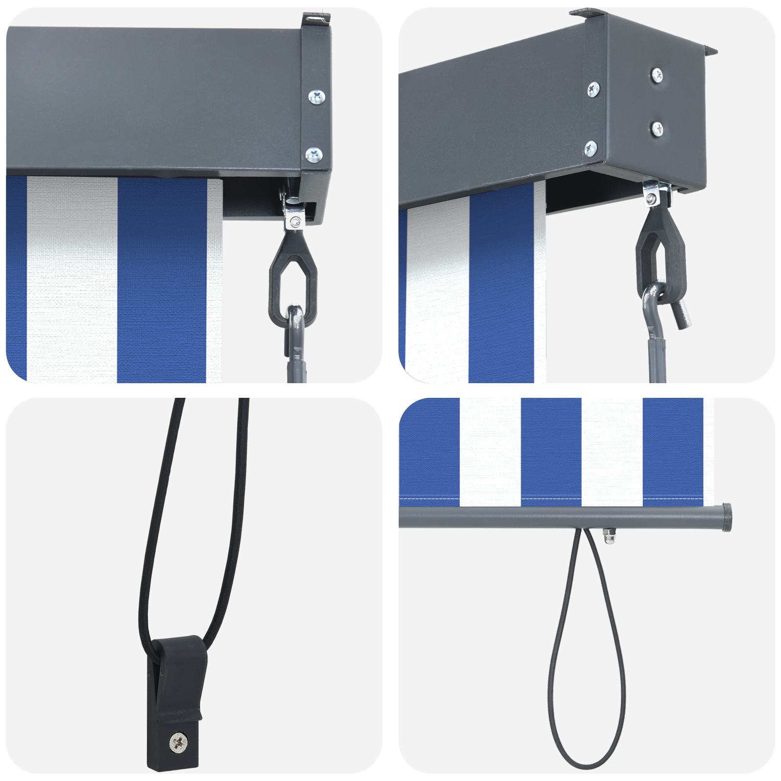 vidaXL Jaluzea Rulou de Exterior Albastru și alb 200 x 250 cm țesătură vidaXL Jaluzea Rulou de Exterior Albastru și alb 200 x 250 cm țesătură