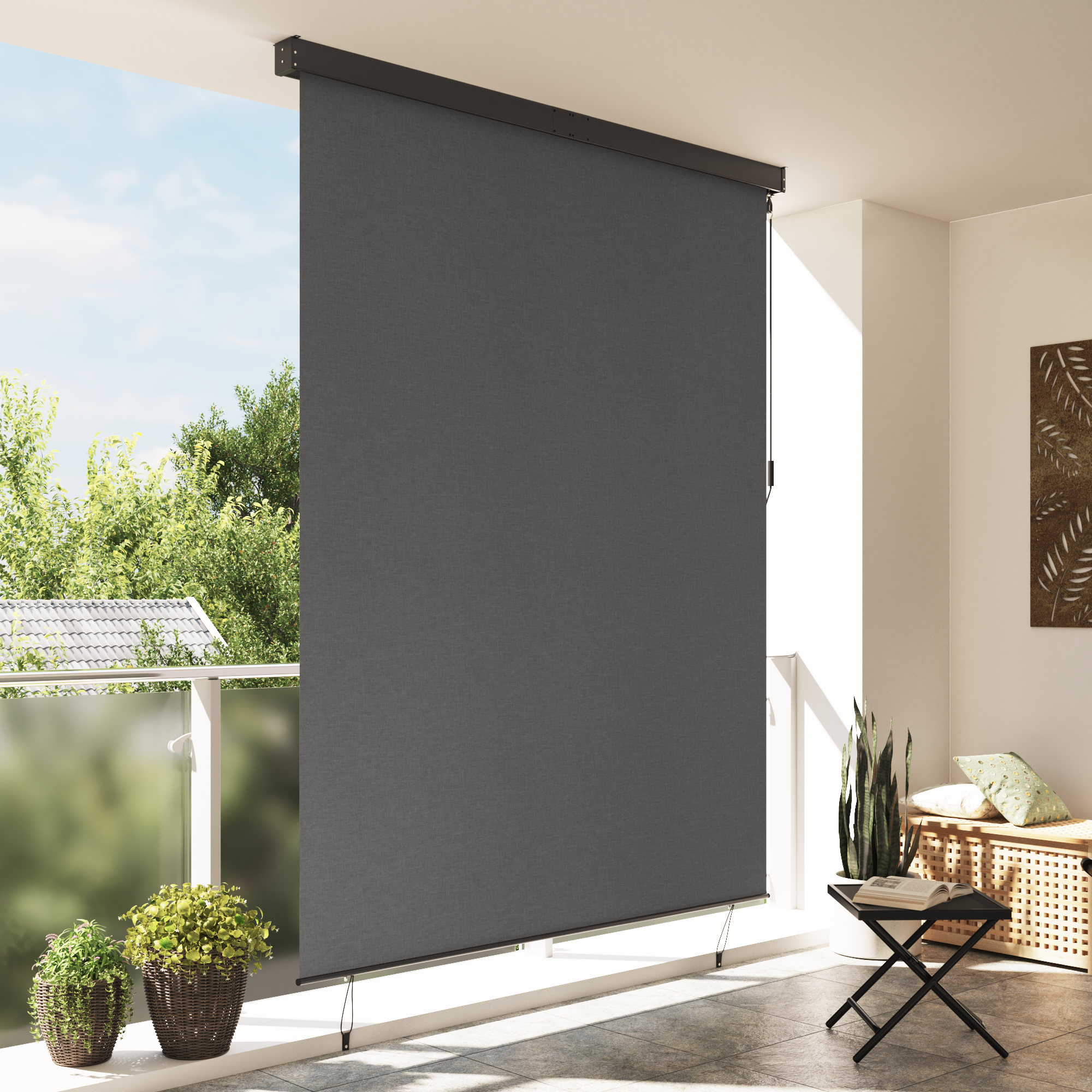 vidaXL Jaluzea Rulou de Exterior Manual Antracit 200 x 250 cm țesătură vidaXL Jaluzea Rulou de Exterior Manual Antracit 200 x 250 cm țesătură