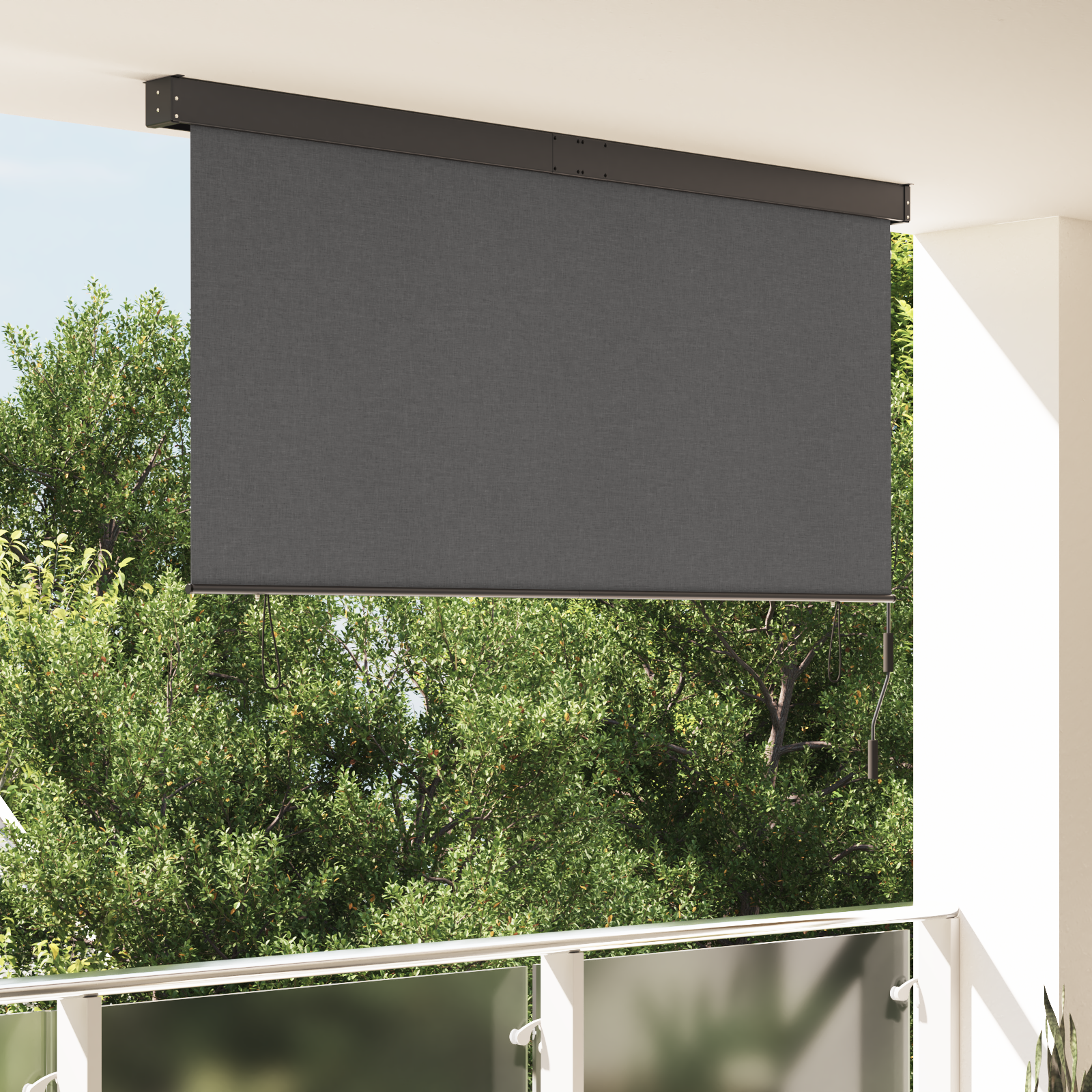 vidaXL Jaluzea Rulou de Exterior Manual Antracit 200 x 250 cm țesătură vidaXL Jaluzea Rulou de Exterior Manual Antracit 200 x 250 cm țesătură