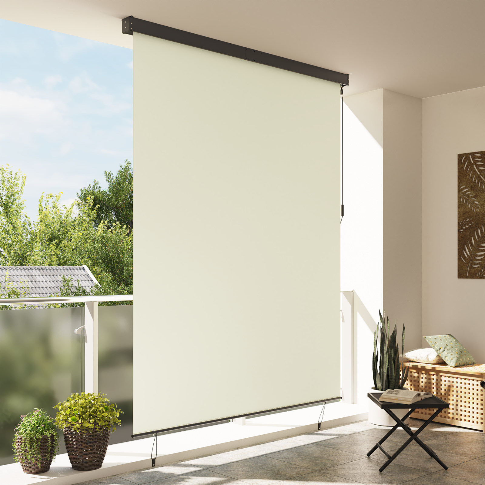 vidaXL Jaluzea Rulou de Exterior Striped Crem 200 x 250 cm țesătură vidaXL Jaluzea Rulou de Exterior Striped Crem 200 x 250 cm țesătură