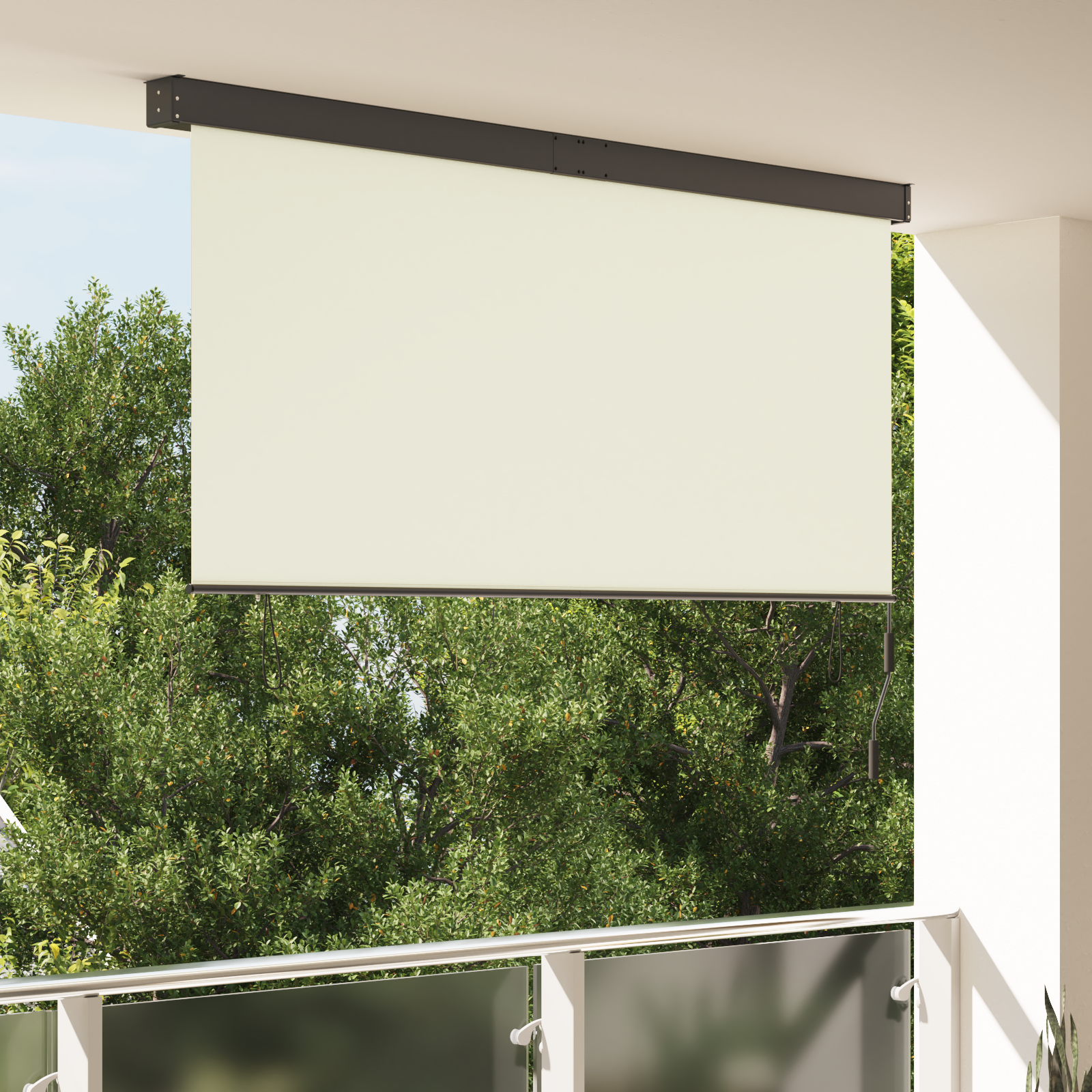 vidaXL Jaluzea Rulou de Exterior Striped Crem 200 x 250 cm țesătură vidaXL Jaluzea Rulou de Exterior Striped Crem 200 x 250 cm țesătură