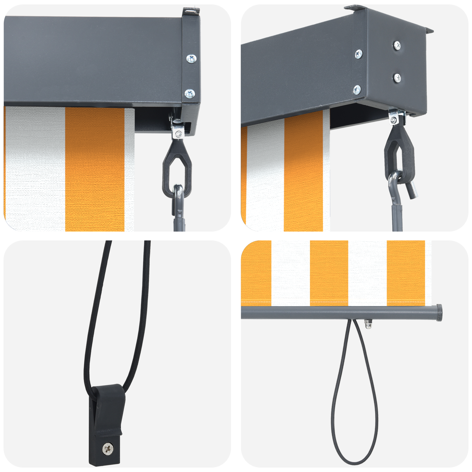 vidaXL Jaluzea Rulou de Exterior Manual portocaliu și alb 220 x 250 cm vidaXL Jaluzea Rulou de Exterior Manual portocaliu și alb 220 x 250 cm