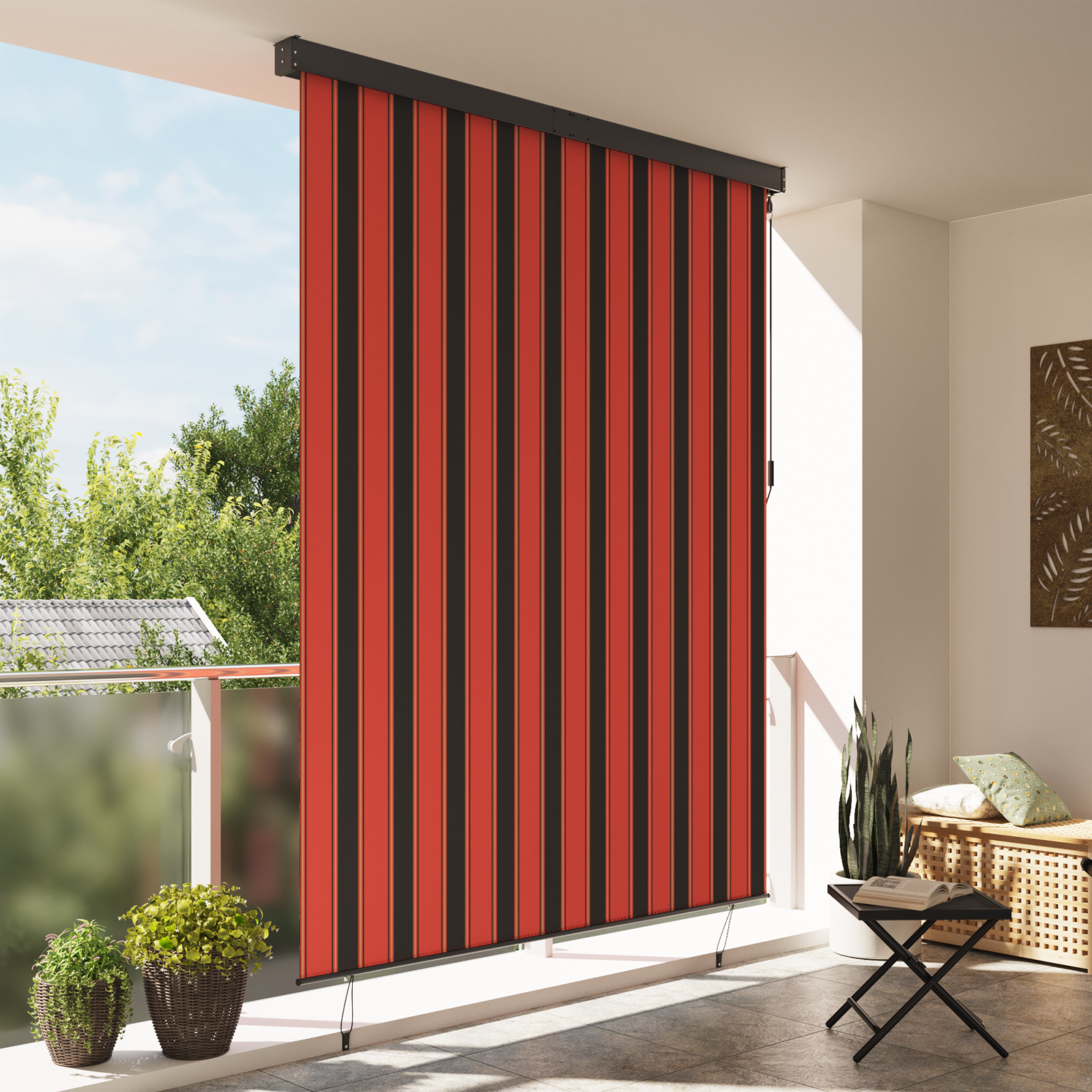 vidaXL Jaluzea Rulou de Exterior portocaliu și maro 220 x 250 cm vidaXL Jaluzea Rulou de Exterior portocaliu și maro 220 x 250 cm