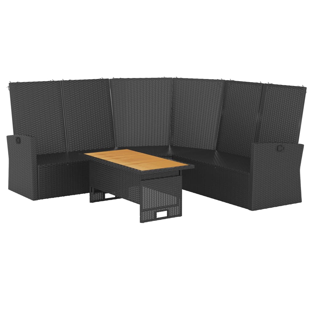 vidaXL Set șezlonguri de grădină, 2 piese, cu perne, negru, poliratan