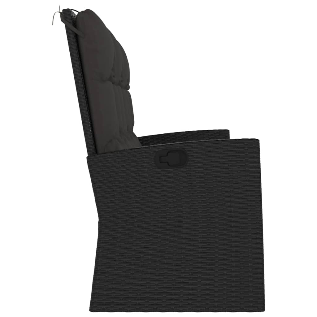 vidaXL Bancă rabatabilă de grădină cu perne, negru, 173 cm, poliratan