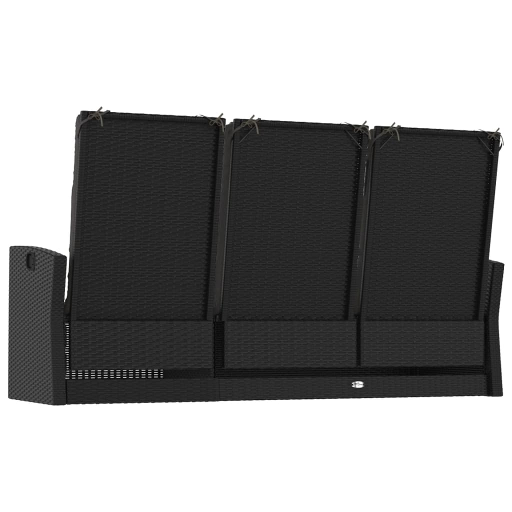 vidaXL Bancă rabatabilă de grădină cu perne, negru, 173 cm, poliratan