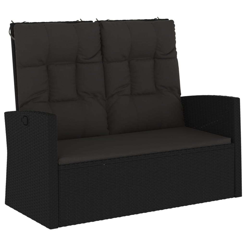 vidaXL Bancă rabatabilă de grădină cu perne, negru, 118 cm, poliratan vidaXL Bancă rabatabilă de grădină cu perne, negru, 118 cm, poliratan