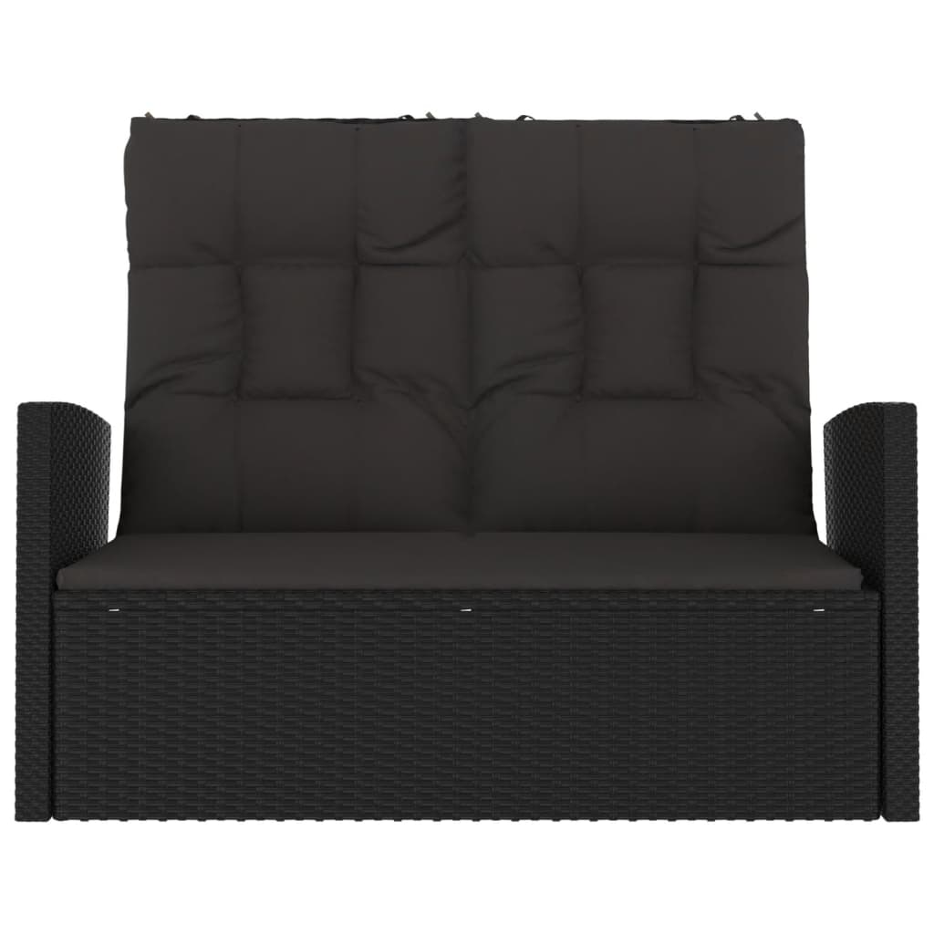 vidaXL Bancă rabatabilă de grădină cu perne, negru, 118 cm, poliratan vidaXL Bancă rabatabilă de grădină cu perne, negru, 118 cm, poliratan