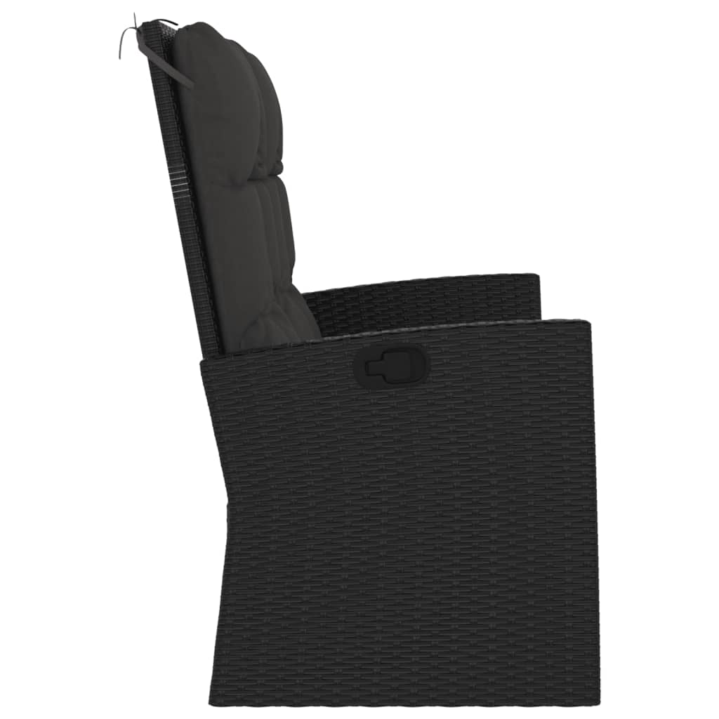 vidaXL Bancă rabatabilă de grădină cu perne, negru, 118 cm, poliratan vidaXL Bancă rabatabilă de grădină cu perne, negru, 118 cm, poliratan
