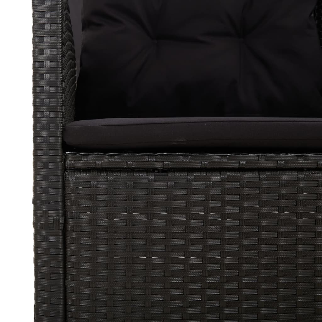 vidaXL Bancă rabatabilă de grădină cu perne, negru, 118 cm, poliratan vidaXL Bancă rabatabilă de grădină cu perne, negru, 118 cm, poliratan