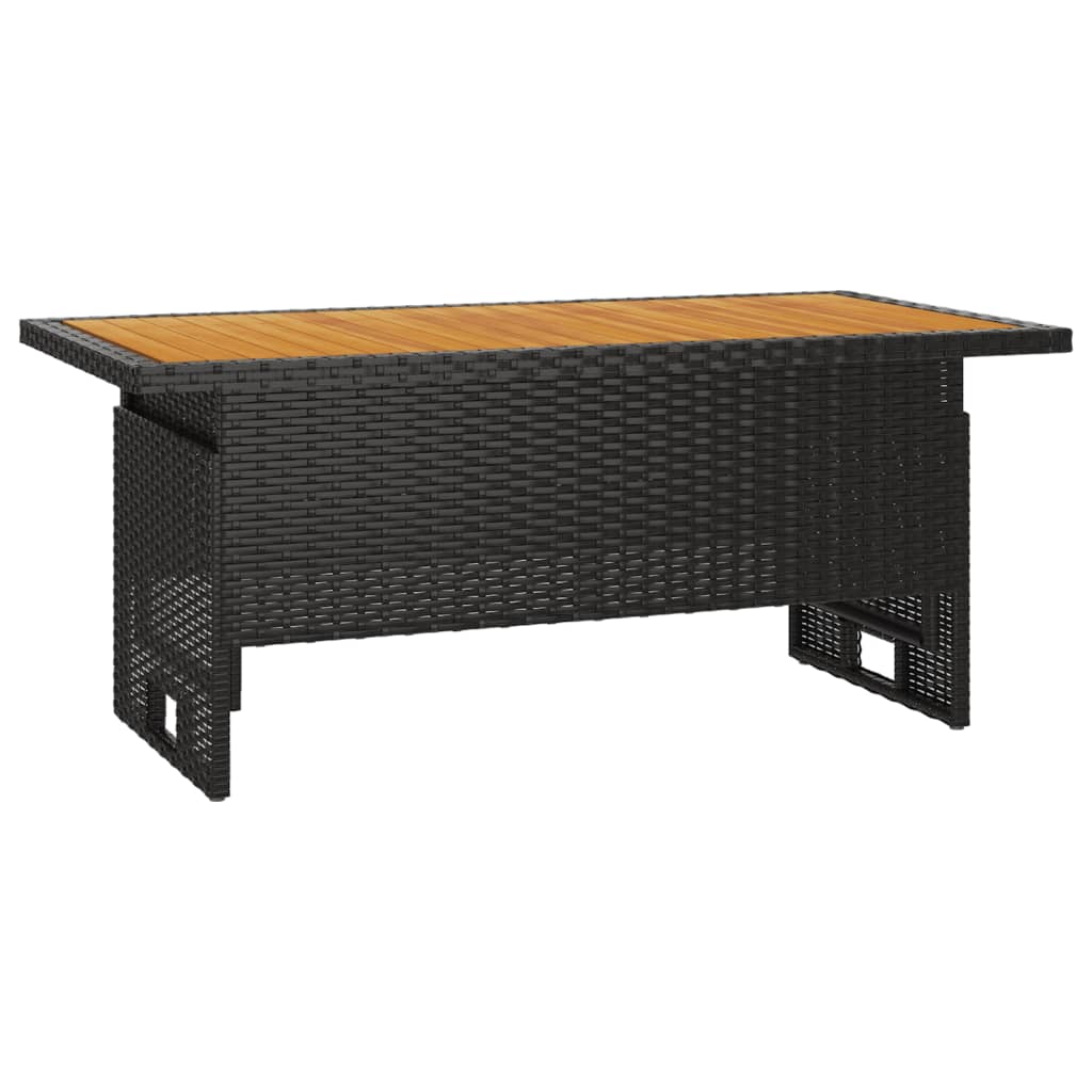 vidaXL Masă de grădină negru 100x50x43/63 cm lemn acacia și poliratan