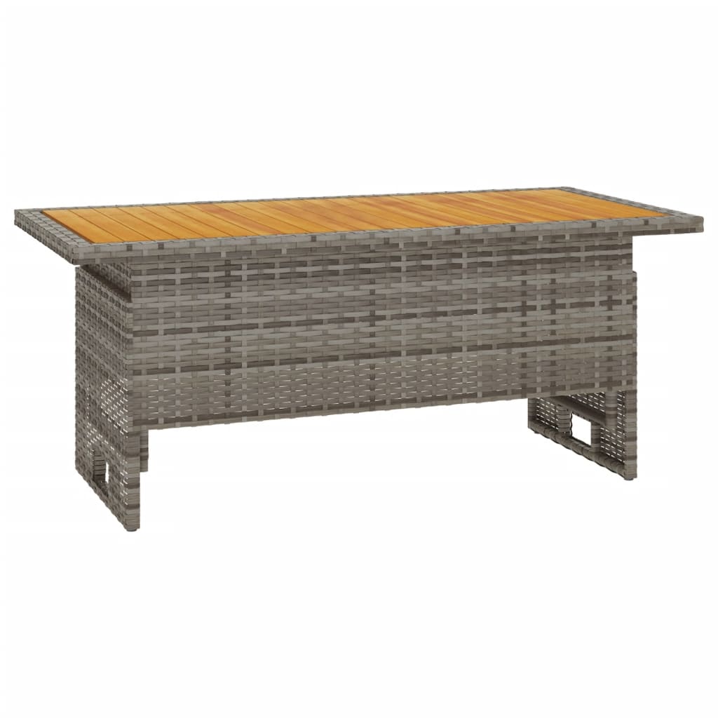 vidaXL Masă de grădină gri 100x50x43/63 cm lemn acacia și poliratan vidaXL Masă de grădină gri 100x50x43/63 cm lemn acacia și poliratan