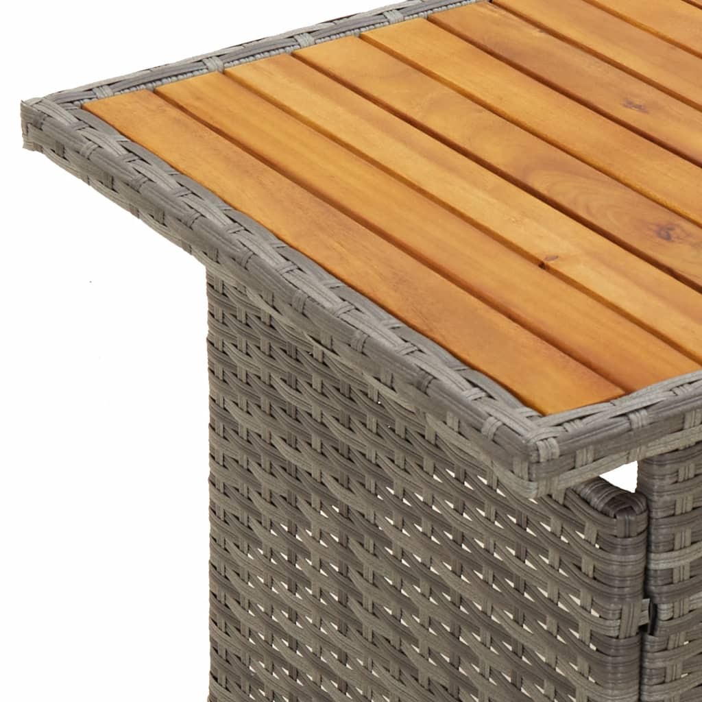 vidaXL Masă de grădină gri 100x50x43/63 cm lemn acacia și poliratan vidaXL Masă de grădină gri 100x50x43/63 cm lemn acacia și poliratan