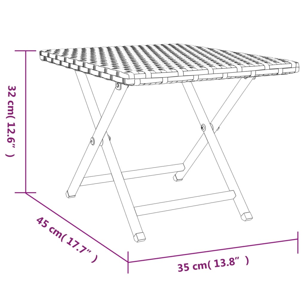 vidaXL Masă de bistro pliabilă, gri, 45x35x32 cm, poliratan vidaXL Masă de bistro pliabilă, gri, 45x35x32 cm, poliratan