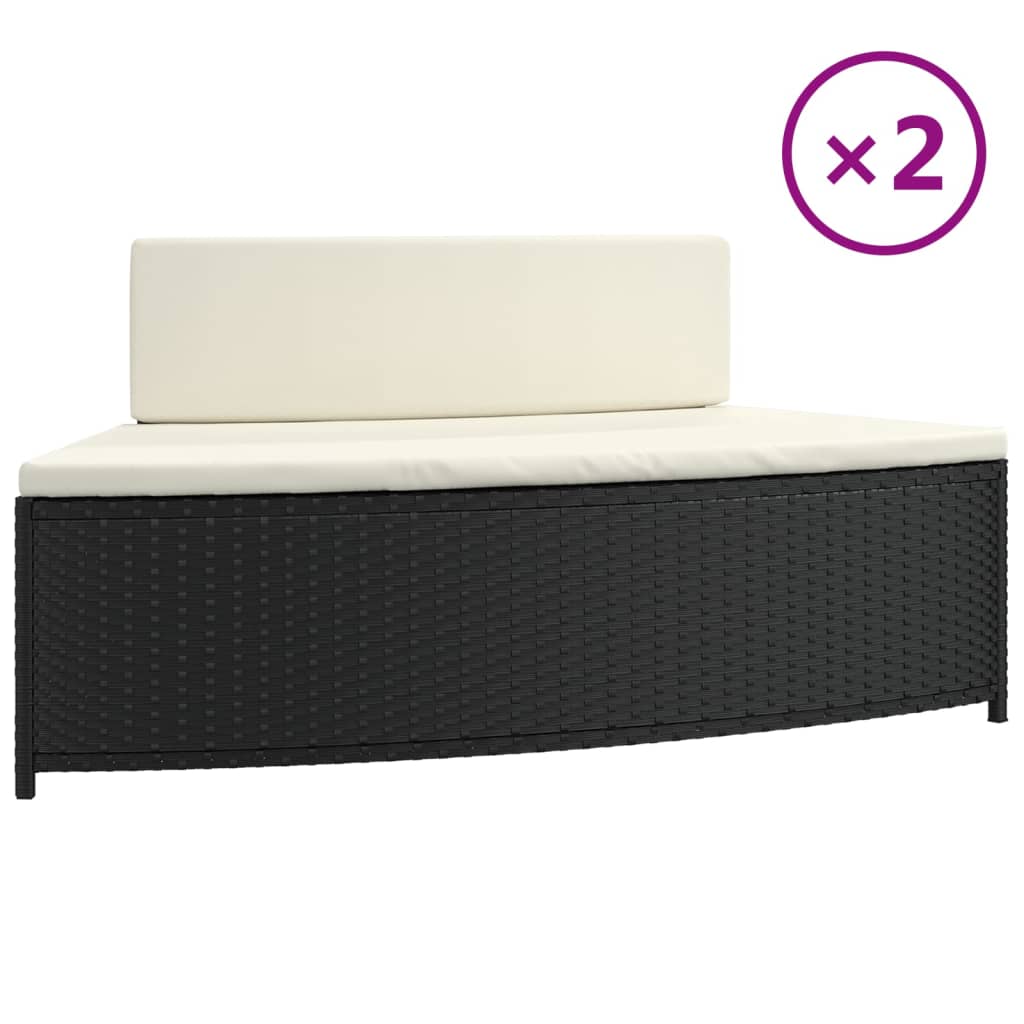 vidaXL Bănci pentru spa cu perne, 2 buc., negru, poliratan vidaXL Bănci pentru spa cu perne, 2 buc., negru, poliratan