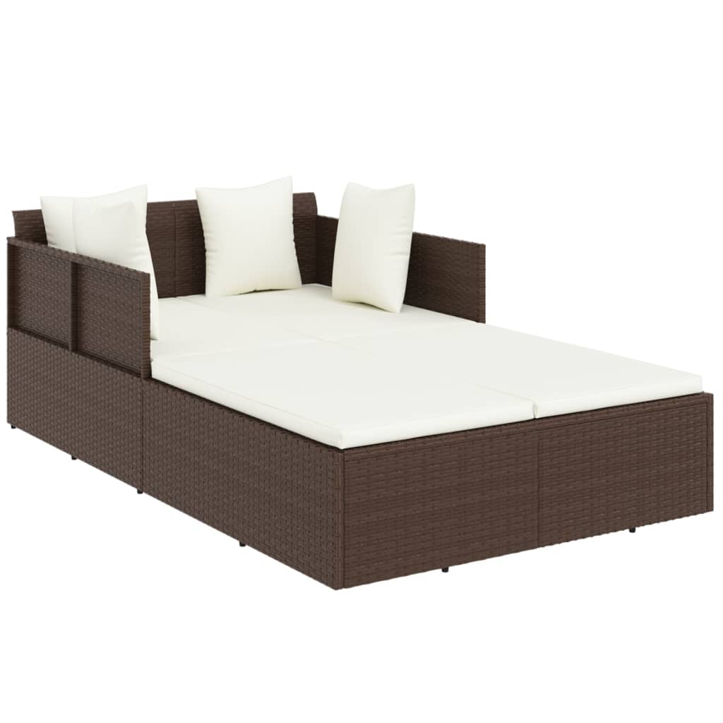 vidaXL Șezlong cu perne, maro, 182x118x63 cm, poliratan vidaXL Șezlong cu perne, maro, 182x118x63 cm, poliratan
