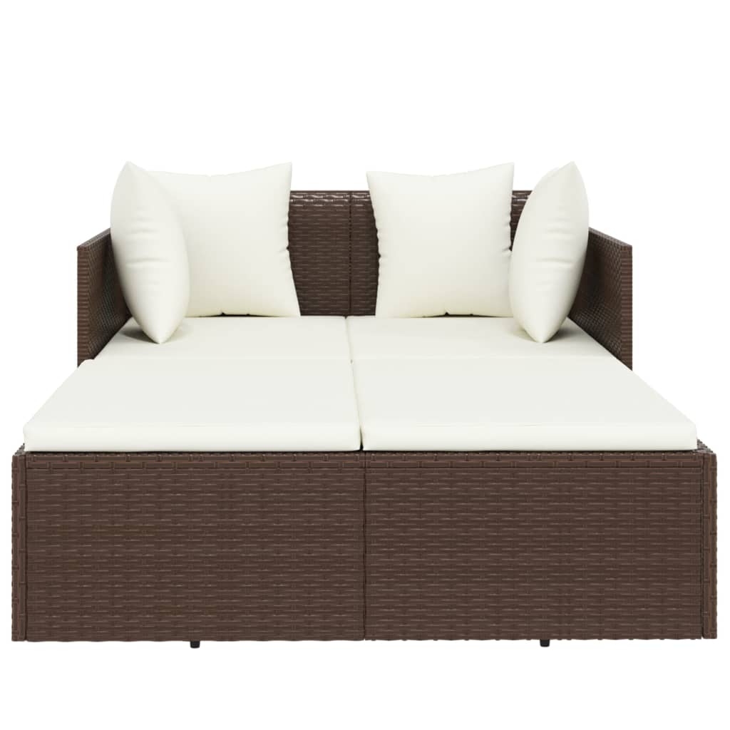 vidaXL Șezlong cu perne, maro, 182x118x63 cm, poliratan vidaXL Șezlong cu perne, maro, 182x118x63 cm, poliratan