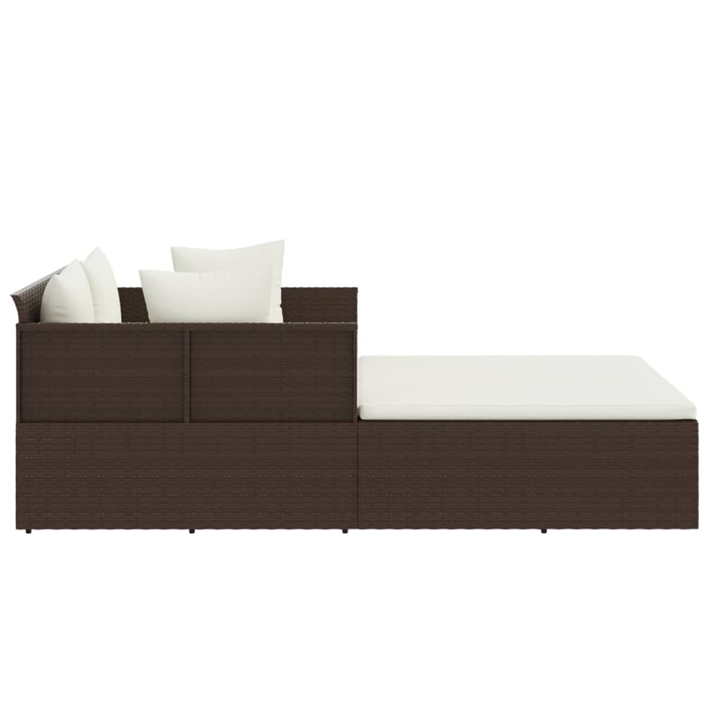 vidaXL Șezlong cu perne, maro, 182x118x63 cm, poliratan vidaXL Șezlong cu perne, maro, 182x118x63 cm, poliratan
