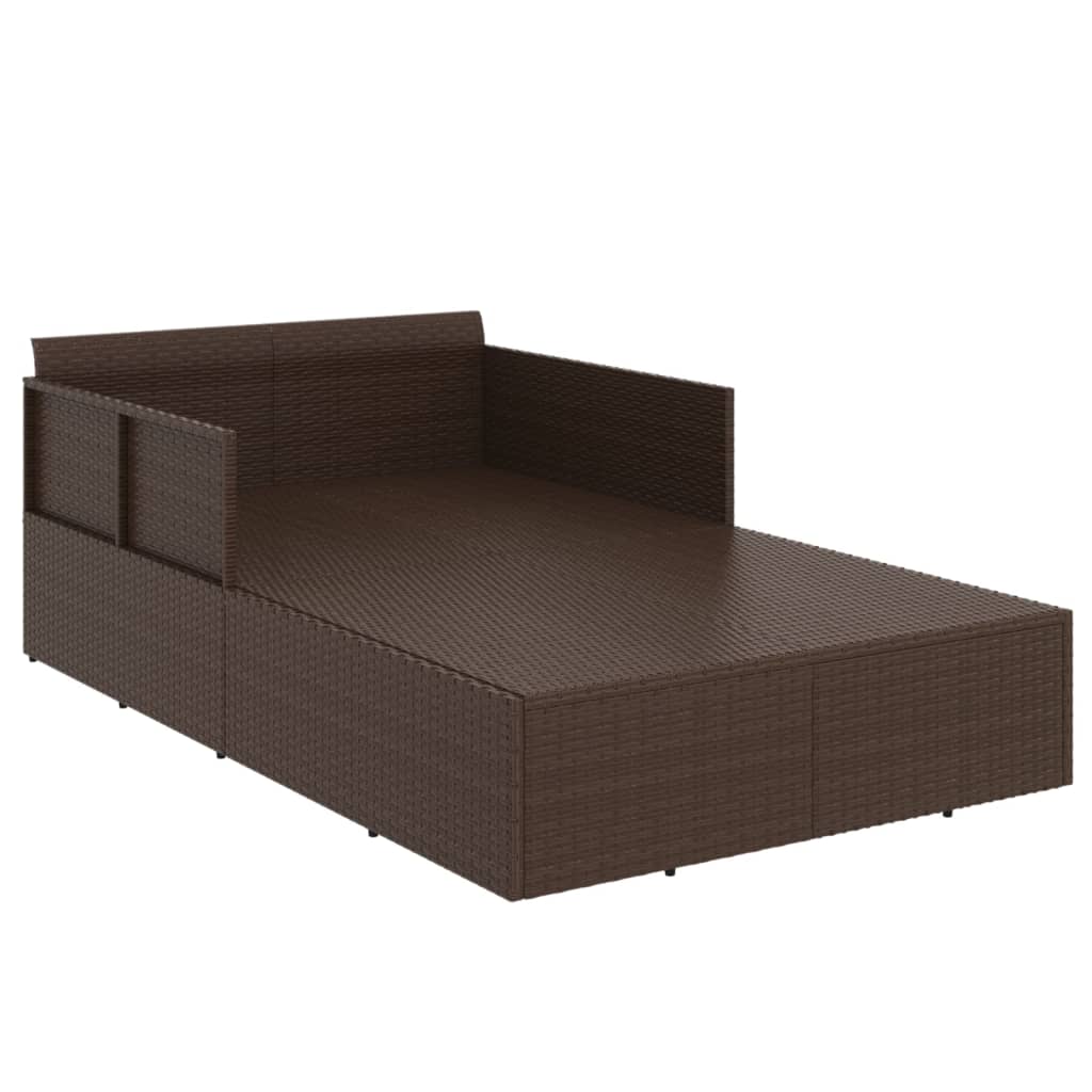 vidaXL Șezlong cu perne, maro, 182x118x63 cm, poliratan vidaXL Șezlong cu perne, maro, 182x118x63 cm, poliratan