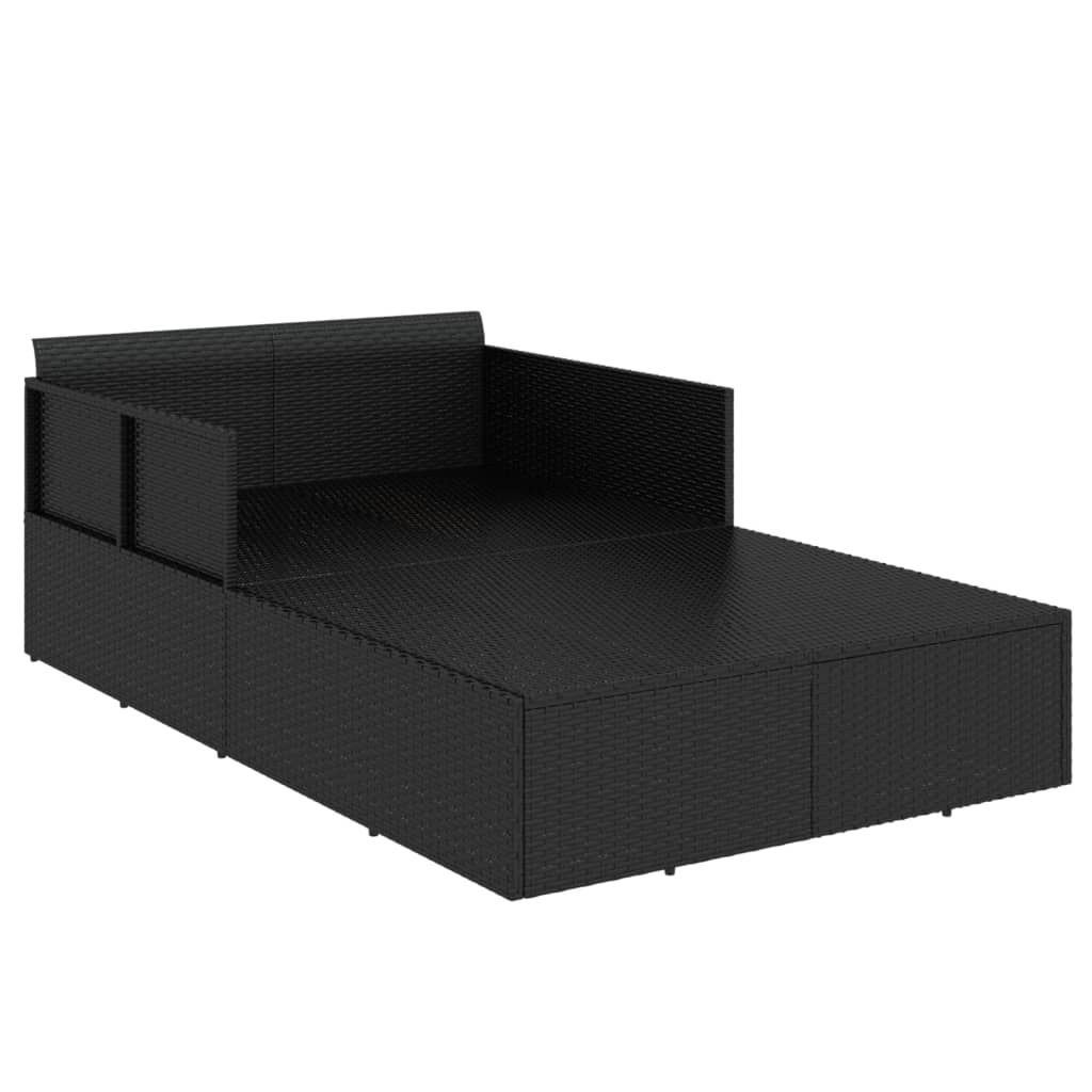 vidaXL Șezlong cu perne, negru, 182x118x63 cm, poliratan vidaXL Șezlong cu perne, negru, 182x118x63 cm, poliratan