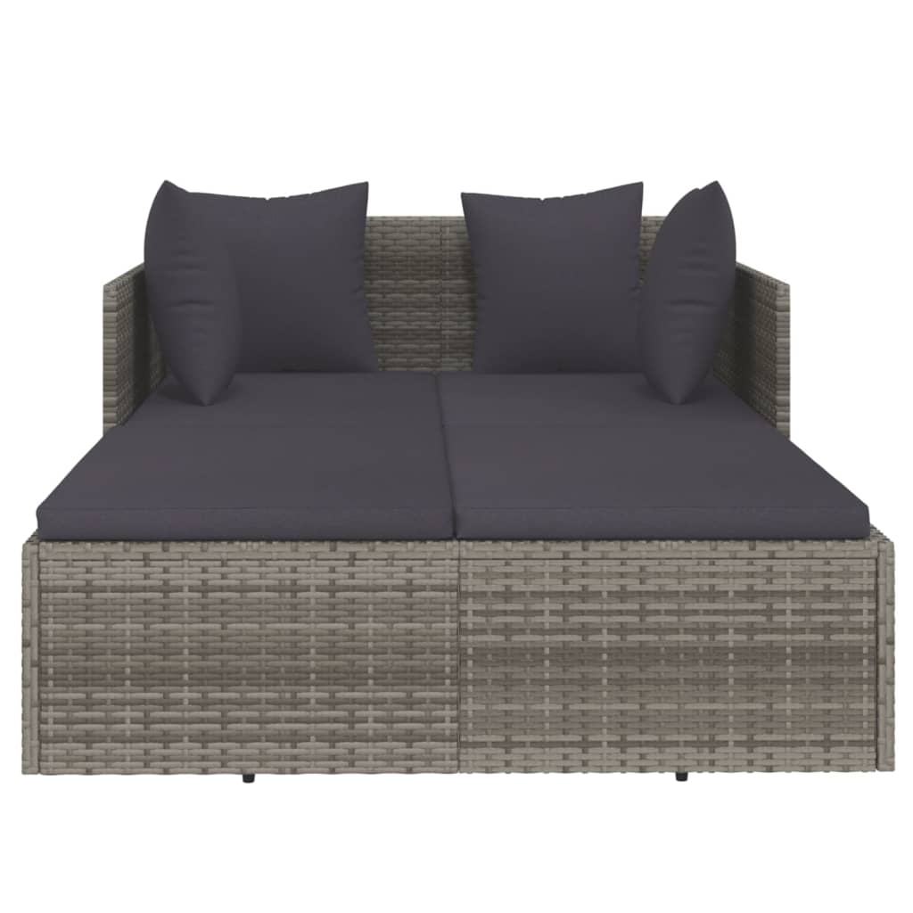vidaXL Șezlong cu perne, gri, 182x118x63 cm, poliratan vidaXL Șezlong cu perne, gri, 182x118x63 cm, poliratan