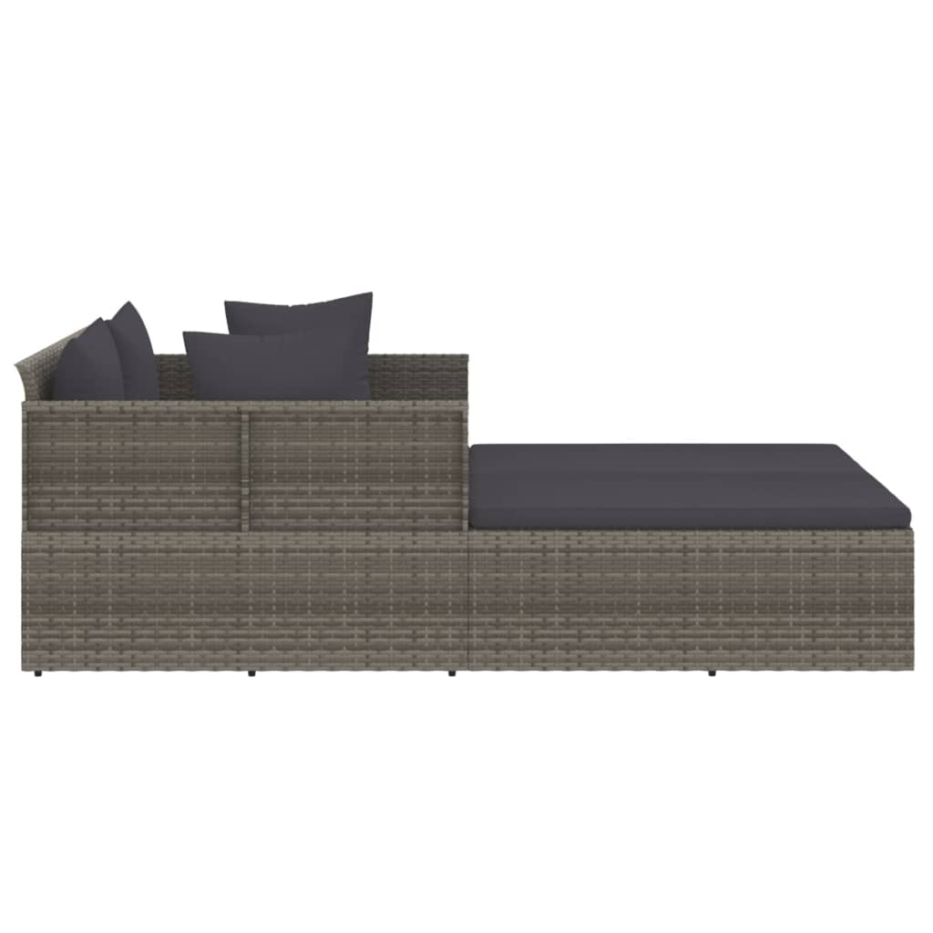 vidaXL Șezlong cu perne, gri, 182x118x63 cm, poliratan vidaXL Șezlong cu perne, gri, 182x118x63 cm, poliratan