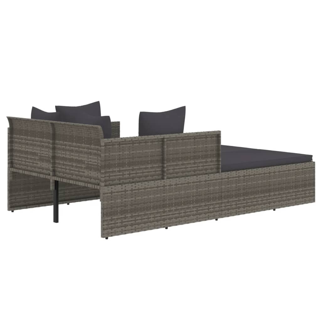 vidaXL Șezlong cu perne, gri, 182x118x63 cm, poliratan vidaXL Șezlong cu perne, gri, 182x118x63 cm, poliratan