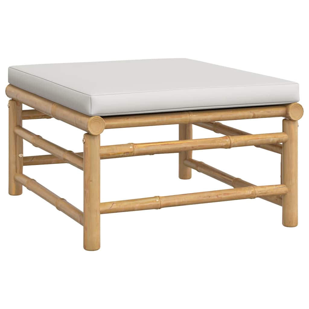 vidaXL Set mobilier de grădină cu perne gri deschis, 3 piese, bambus vidaXL Set mobilier de grădină cu perne gri deschis, 3 piese, bambus