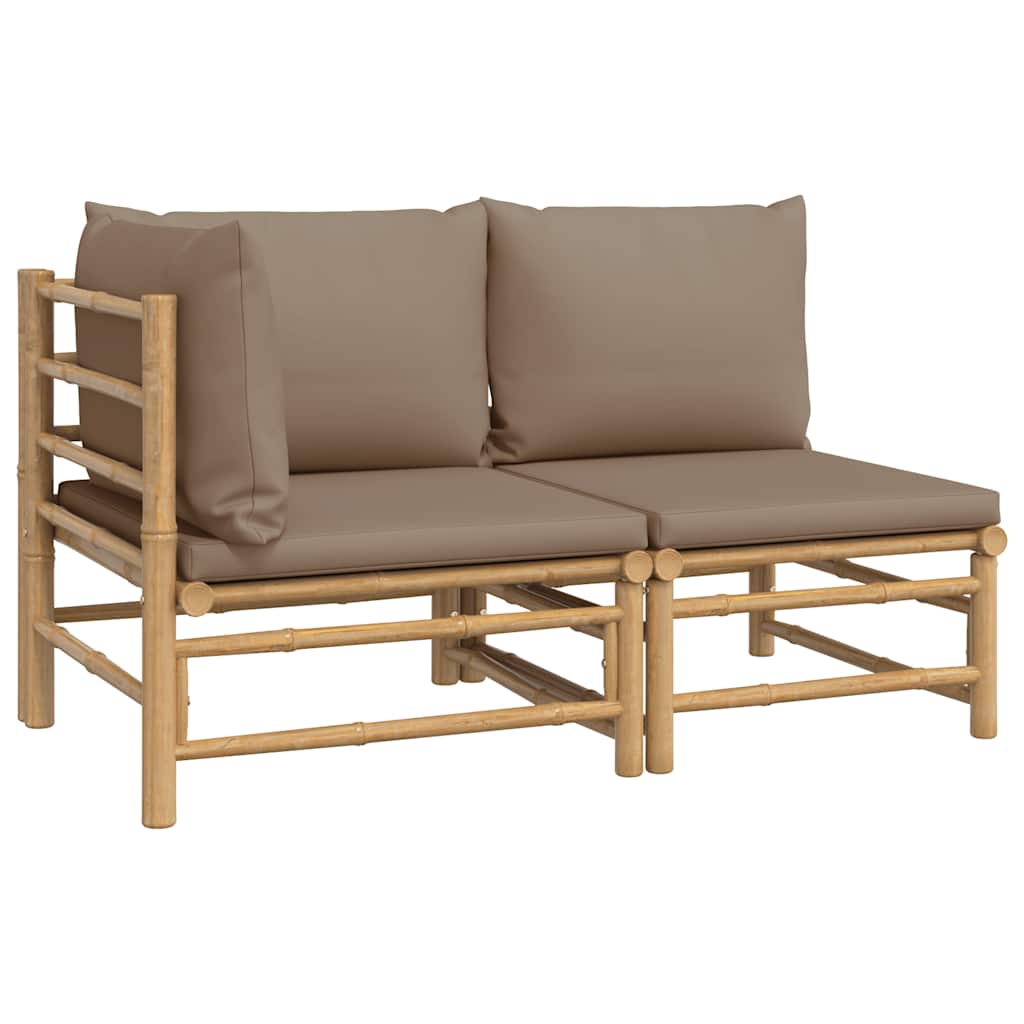 vidaXL Set mobilier de grădină cu perne gri taupe, 2 piese, bambus vidaXL Set mobilier de grădină cu perne gri taupe, 2 piese, bambus