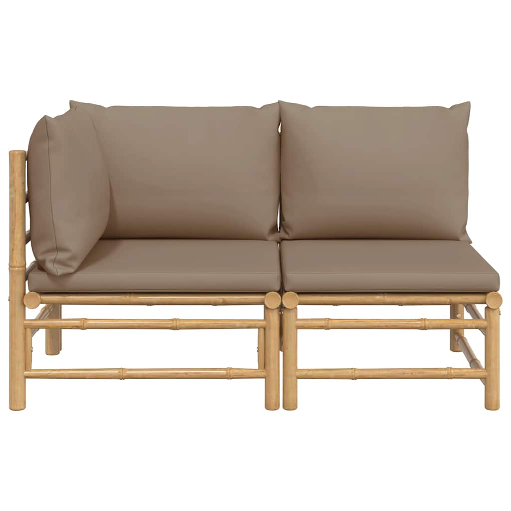 vidaXL Set mobilier de grădină cu perne gri taupe, 2 piese, bambus vidaXL Set mobilier de grădină cu perne gri taupe, 2 piese, bambus