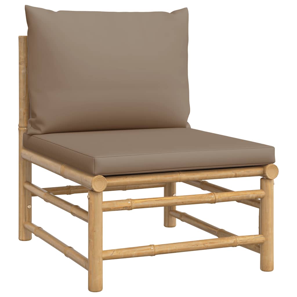 vidaXL Set mobilier de grădină cu perne gri taupe, 2 piese, bambus vidaXL Set mobilier de grădină cu perne gri taupe, 2 piese, bambus