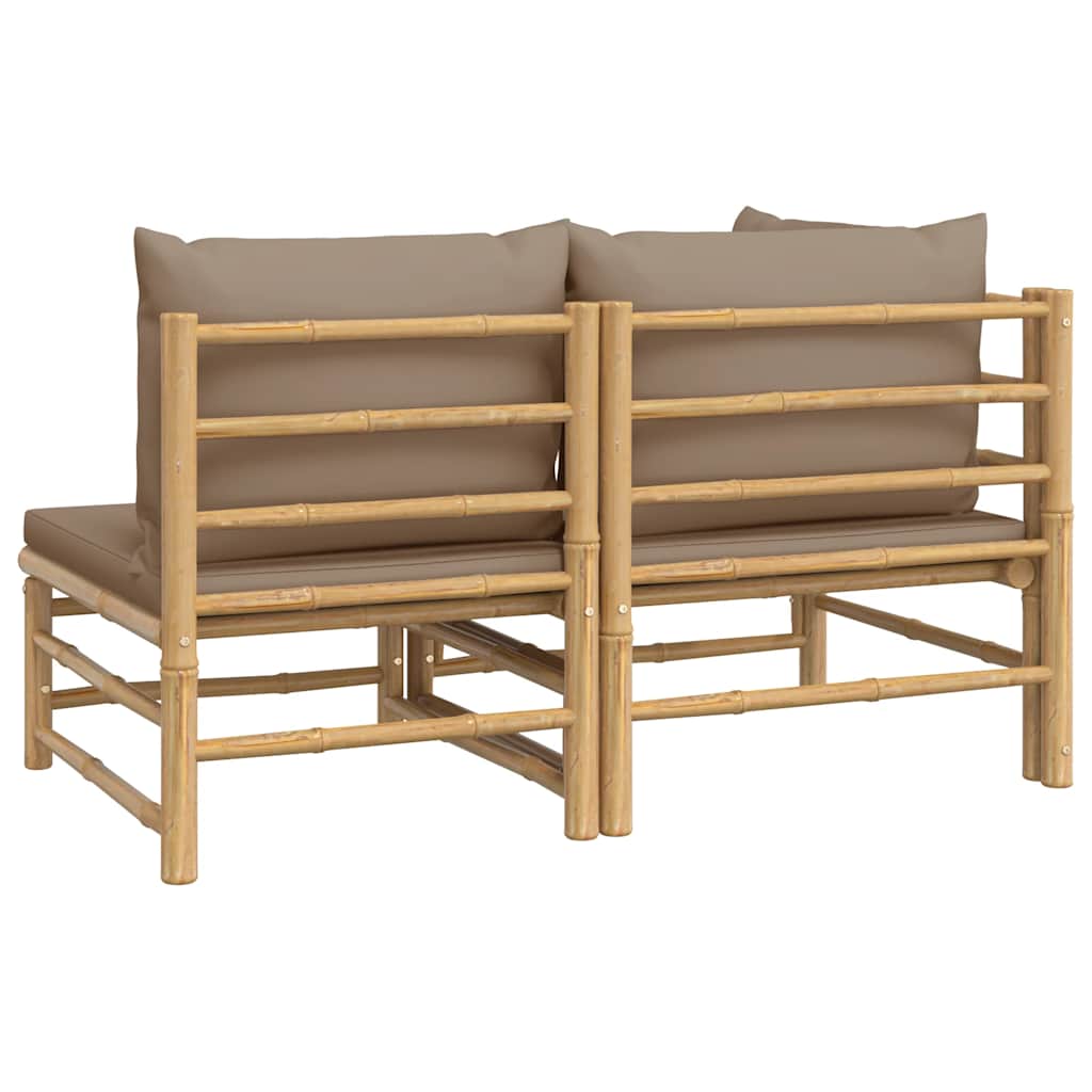 vidaXL Set mobilier de grădină cu perne gri taupe, 2 piese, bambus vidaXL Set mobilier de grădină cu perne gri taupe, 2 piese, bambus