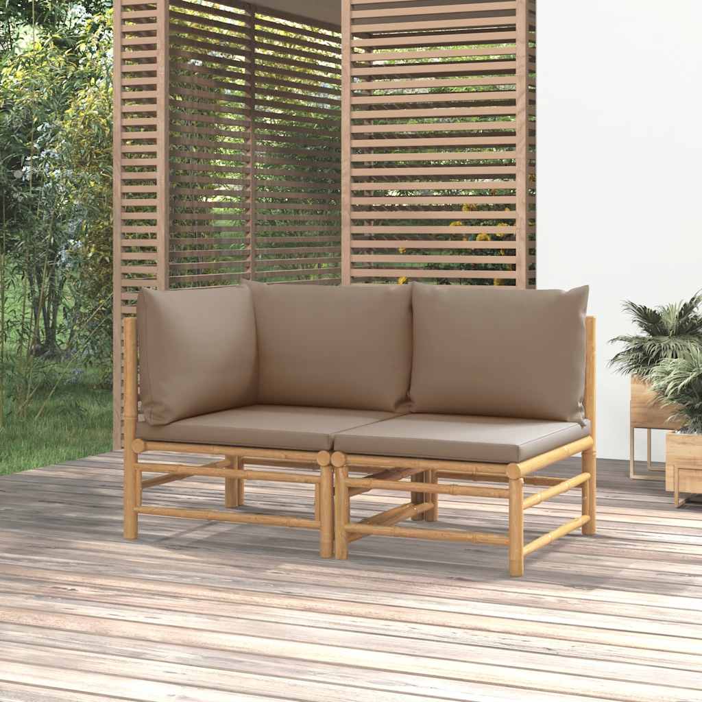 vidaXL Set mobilier de grădină cu perne gri taupe, 2 piese, bambus vidaXL Set mobilier de grădină cu perne gri taupe, 2 piese, bambus