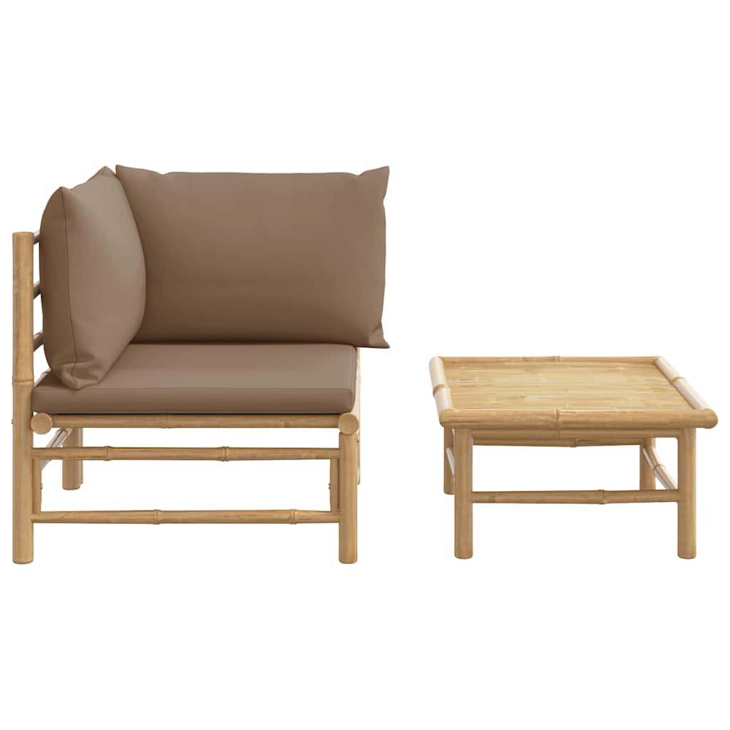 vidaXL Set mobilier de grădină cu perne gri taupe, 2 piese, bambus vidaXL Set mobilier de grădină cu perne gri taupe, 2 piese, bambus