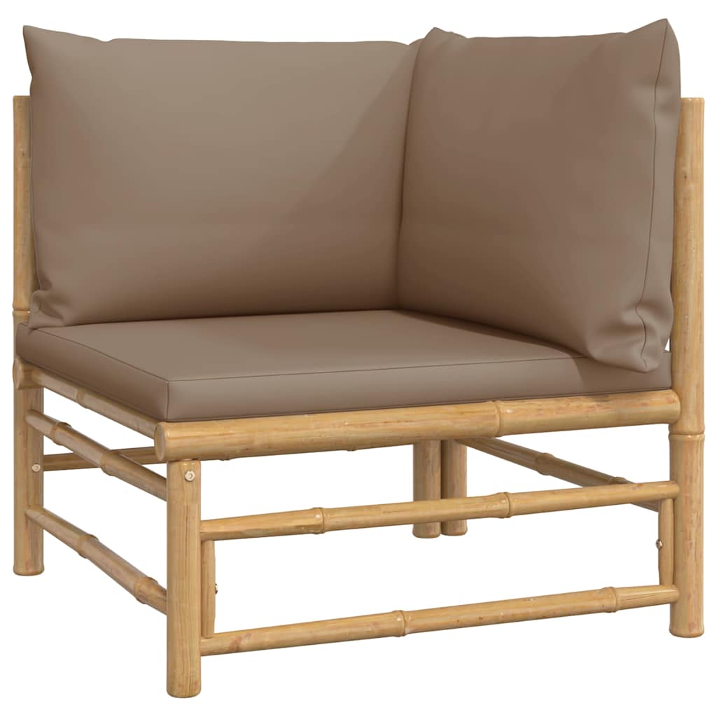 vidaXL Set mobilier de grădină cu perne gri taupe, 2 piese, bambus vidaXL Set mobilier de grădină cu perne gri taupe, 2 piese, bambus