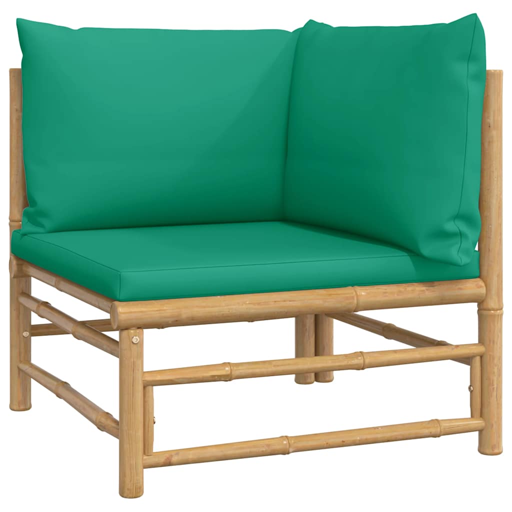 vidaXL Set mobilier de grădină cu perne verzi, 2 piese, bambus vidaXL Set mobilier de grădină cu perne verzi, 2 piese, bambus