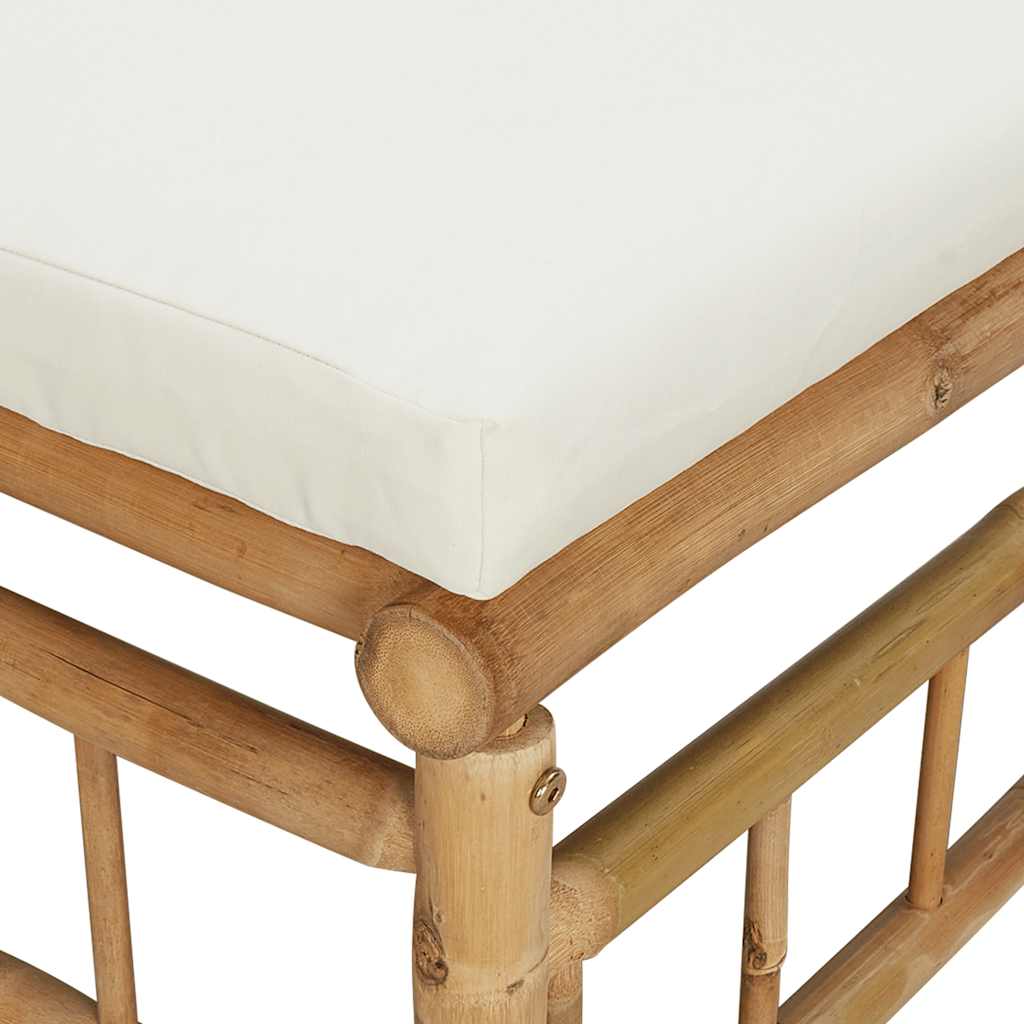 vidaXL Set mobilier de grădină, cu perne alb crem, 3 piese, bambus vidaXL Set mobilier de grădină, cu perne alb crem, 3 piese, bambus