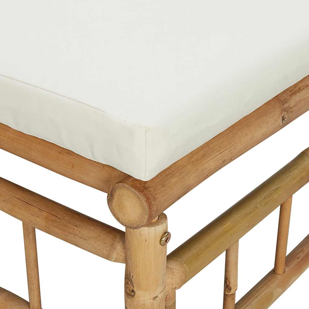 vidaXL Set mobilier de grădină cu perne alb crem, 2 piese, bambus vidaXL Set mobilier de grădină cu perne alb crem, 2 piese, bambus
