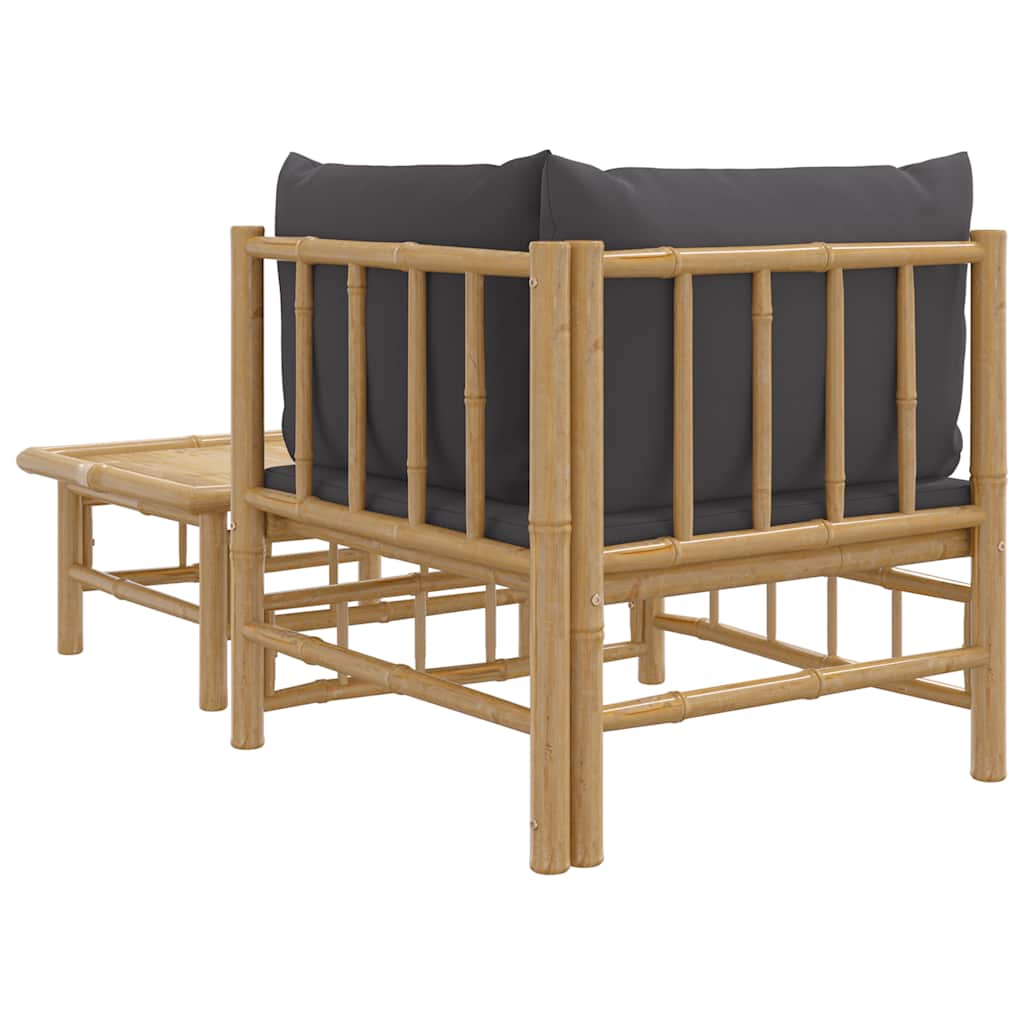 vidaXL Set mobilier de grădină cu perne gri închis, 2 piese, bambus vidaXL Set mobilier de grădină cu perne gri închis, 2 piese, bambus