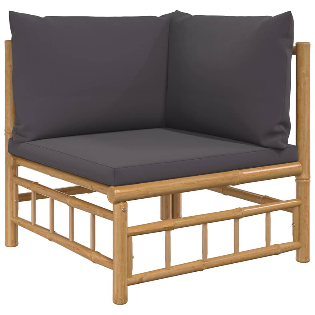 vidaXL Set mobilier de grădină cu perne gri închis, 2 piese, bambus vidaXL Set mobilier de grădină cu perne gri închis, 2 piese, bambus