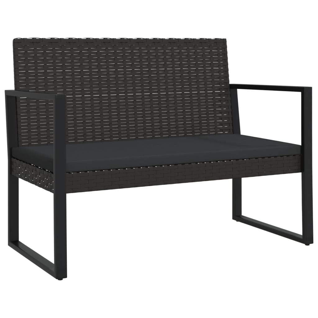 vidaXL Bancă de grădină cu perne, negru, 106 cm, poliratan