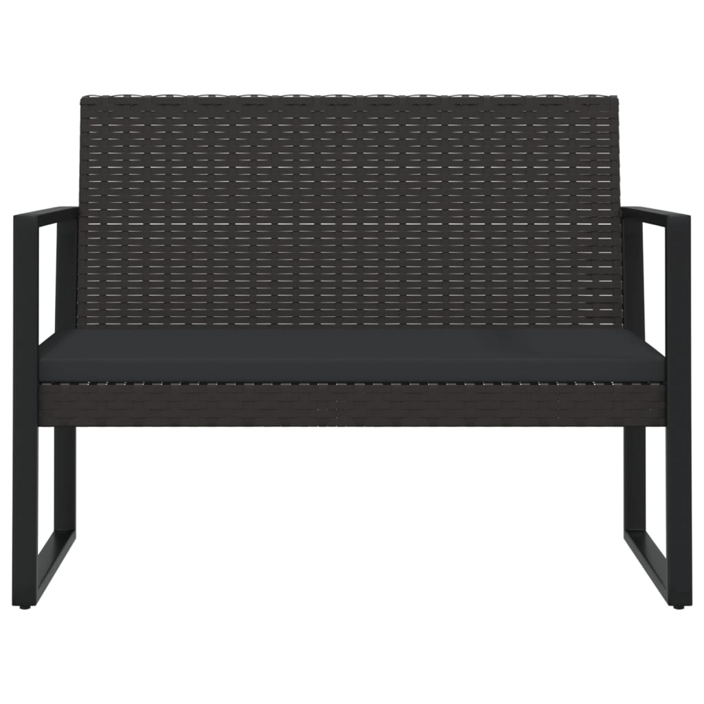 vidaXL Bancă de grădină cu perne, negru, 106 cm, poliratan