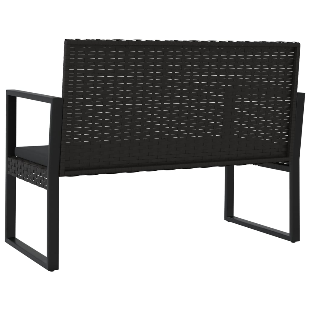 vidaXL Bancă de grădină cu perne, negru, 106 cm, poliratan