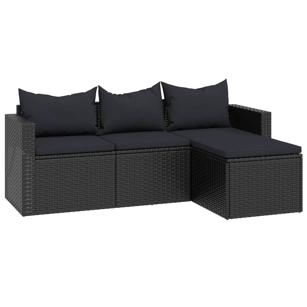 vidaXL Set mobilier de grădină, negru, poliratan