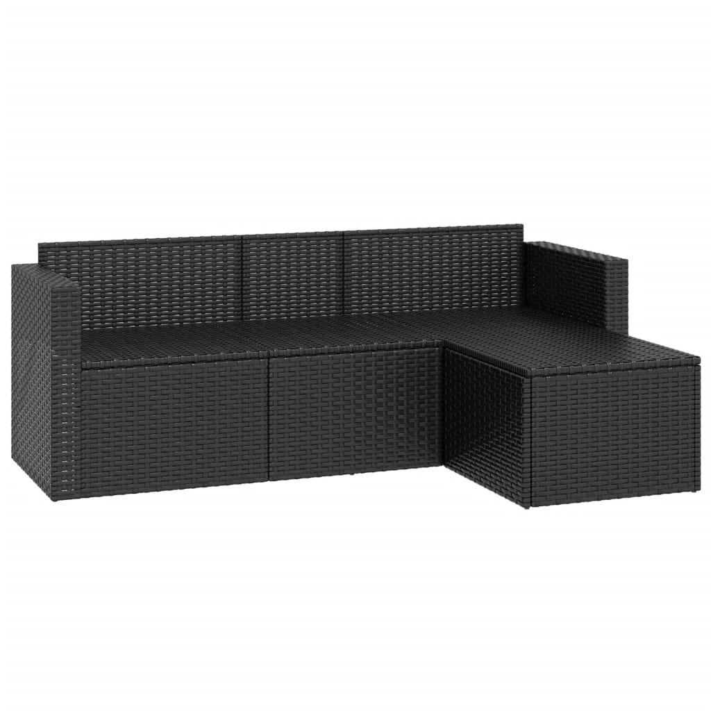 vidaXL Set mobilier de grădină, negru, poliratan
