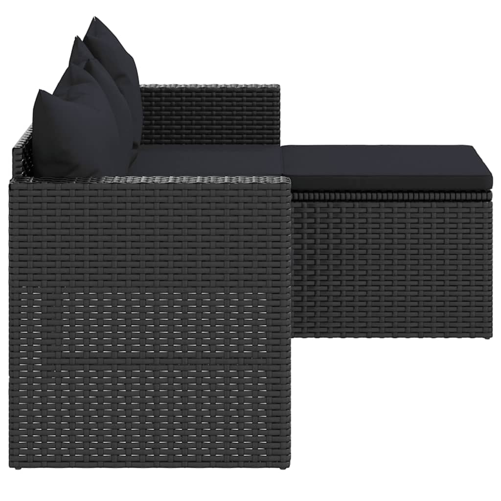 vidaXL Set mobilier de grădină, negru, poliratan