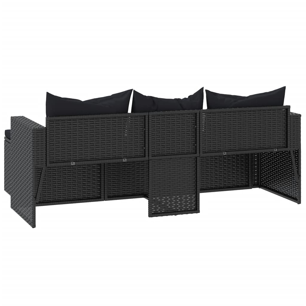 vidaXL Set mobilier de grădină, negru, poliratan
