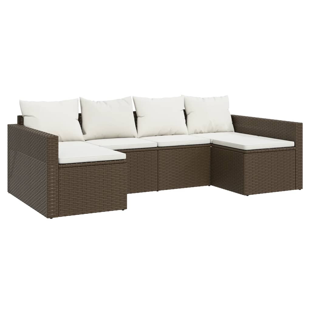 vidaXL Set șezlong de grădină cu perne, 2 piese, maro, poliratan