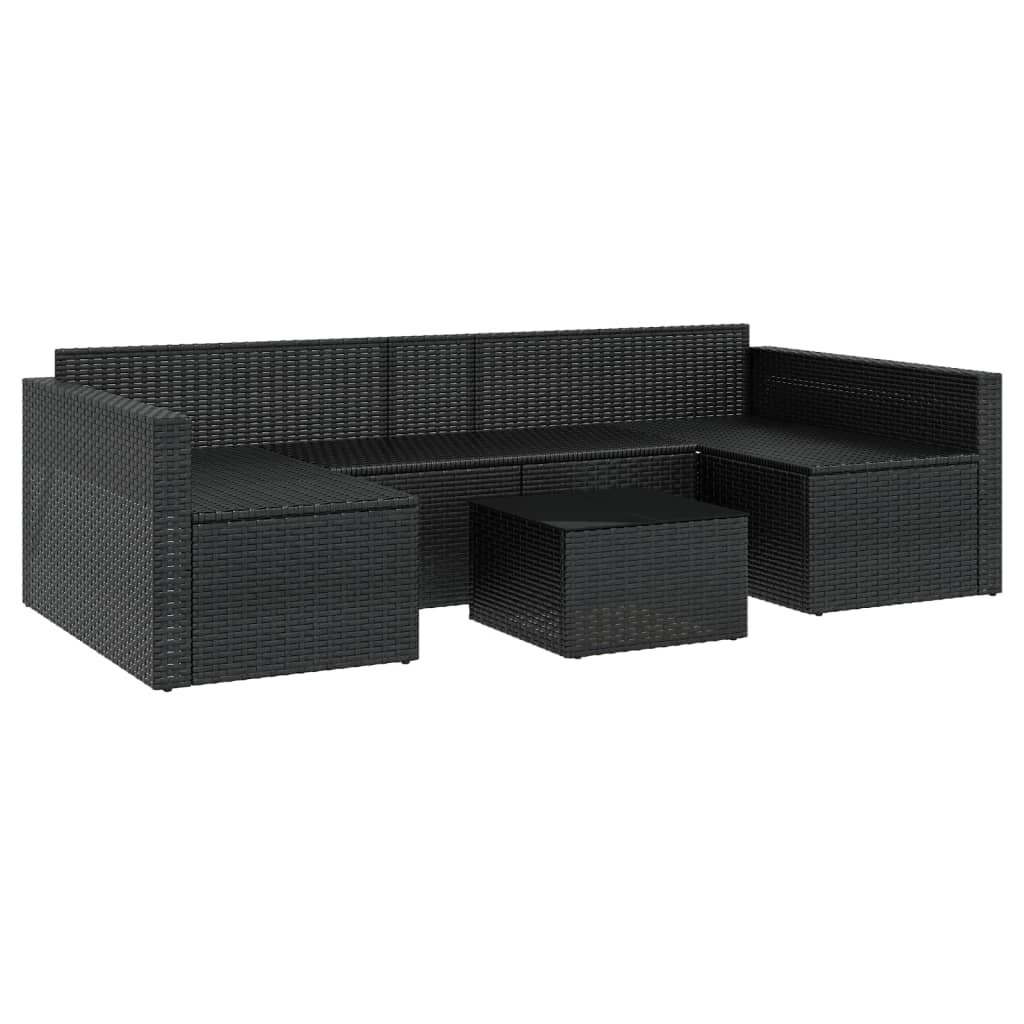 vidaXL Set șezlonguri de grădină, 2 piese, cu perne, negru, poliratan