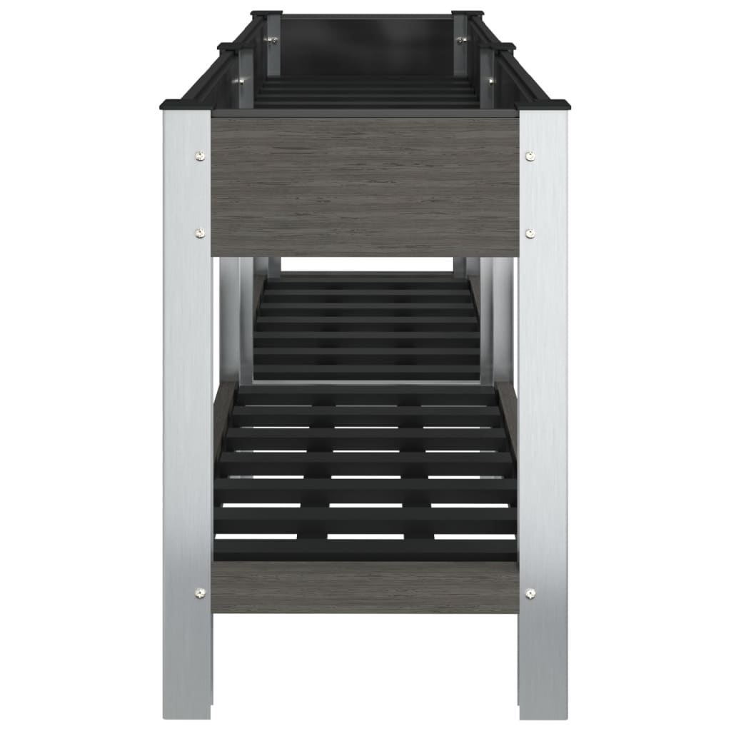 vidaXL Strat înălțat de grădină cu raft, gri, 175x50x75 cm, WPC